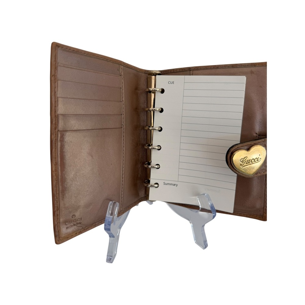 Gucci GG Monogram Leather Agenda Planner w/ Heart Logo 4 x 5.5, Inserts + Pencil - Picture 6 of 8